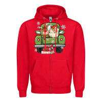 Red christmas santa and reindeer truck Zipper Hoodie - MaliasSmallBusiness