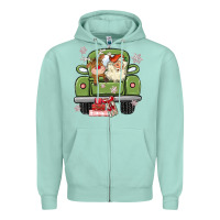 Seafoam christmas santa and reindeer truck Zipper Hoodie - MaliasSmallBusiness