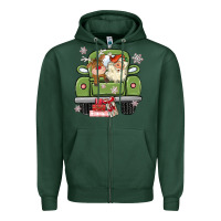 Sports Green christmas santa and reindeer truck Zipper Hoodie - MaliasSmallBusiness