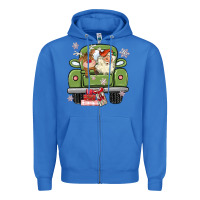 True Royal christmas santa and reindeer truck Zipper Hoodie - MaliasSmallBusiness
