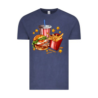 Vintage Denim hamburger potatoes and coke Vintage Tee - AdoDesignShop