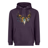 Plum boho deer skull sunflowers and gemstone Heavyweight Hoodie - RanaPortraitStore