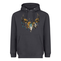 Smoke boho deer skull sunflowers and gemstone Heavyweight Hoodie - RanaPortraitStore