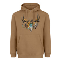 Toasted Coconut boho deer skull sunflowers and gemstone Heavyweight Hoodie - RanaPortraitStore