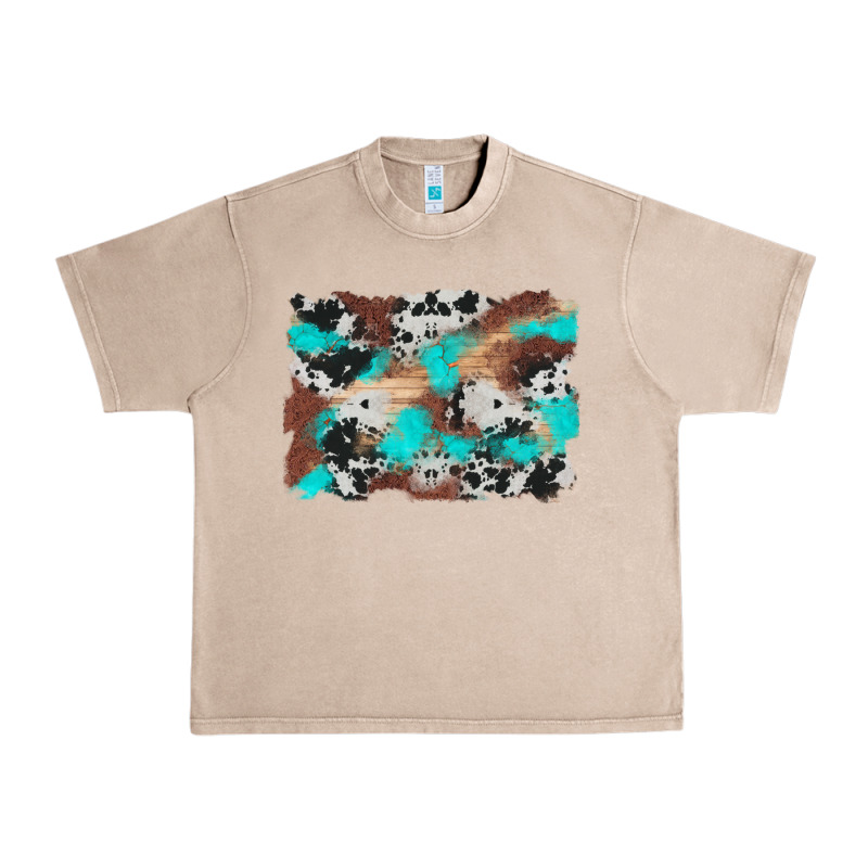 Western Cowhide Turquoise And Wood Background Urban Heavy Tee by Artiststas | Teevron