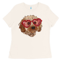 Bone toy poodle with love glasses Ladies Tee - RanaPortraitStore