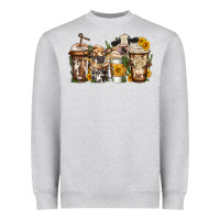 Heather Grey cows coffee cups Heavyweight Sweatshirt - Jasminsmagicworld