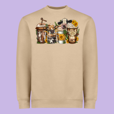 Cows Coffee Cups Heavyweight Sweatshirt Designed By Jasminsmagicworld