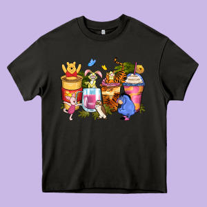 Cartoon Characters Coffee Cups Heavy Core Tee Designed By Zillion Design Studio