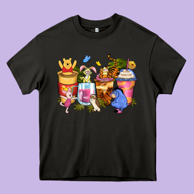 Cartoon Characters Coffee Cups Heavy Core Tee Designed By Zillion Design Studio