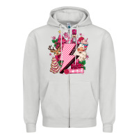 Dove Grey pink christmas lightning bolt Zipper Hoodie - MaliasSmallBusiness