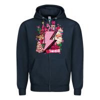Navy pink christmas lightning bolt Zipper Hoodie - MaliasSmallBusiness