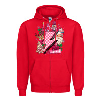 Red pink christmas lightning bolt Zipper Hoodie - MaliasSmallBusiness