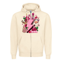 Sandshell pink christmas lightning bolt Zipper Hoodie - MaliasSmallBusiness