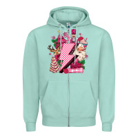Seafoam pink christmas lightning bolt Zipper Hoodie - MaliasSmallBusiness