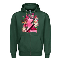 Sports Green pink christmas lightning bolt Zipper Hoodie - MaliasSmallBusiness