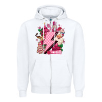 White pink christmas lightning bolt Zipper Hoodie - MaliasSmallBusiness