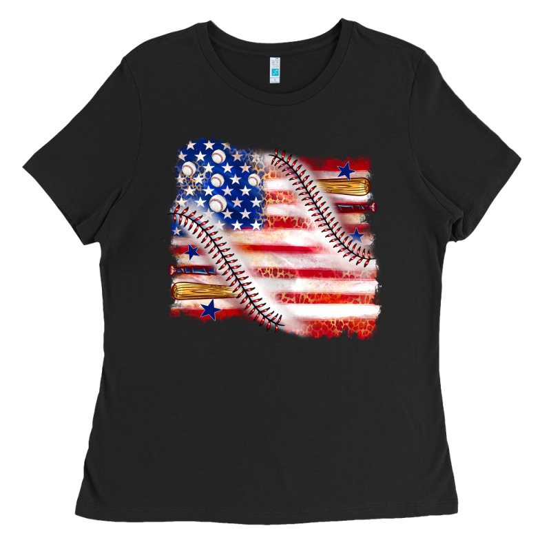 Baseball American Flag Ladies Tee by texasbilliewilder | Teevron