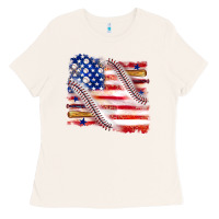 Bone baseball american flag Ladies Tee - texasbilliewilder