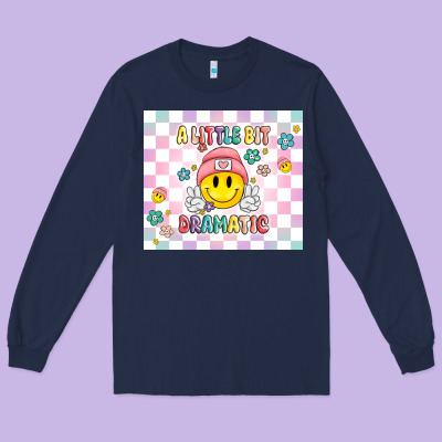 A Little Bit Dramatic Retro Long Sleeve Tee Designed By Maliassmallbusiness