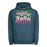 Pigment Midnight Navy Chilling with my peeps Easter bunnies Urban Hoodie - CowGirlArtShop