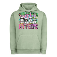 Pigment Oil Green Chilling with my peeps Easter bunnies Urban Hoodie - CowGirlArtShop