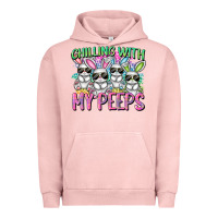 Pigment Salmon Chilling with my peeps Easter bunnies Urban Hoodie - CowGirlArtShop
