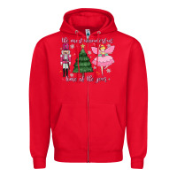 Red the most wonderful time of the year Zipper Hoodie - MaliasSmallBusiness