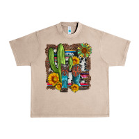 French Oak western cactus with cowboy boots and sunflowers Urban Heavy Tee - Artiststas