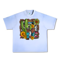 Grape Ice western cactus with cowboy boots and sunflowers Urban Heavy Tee - Artiststas