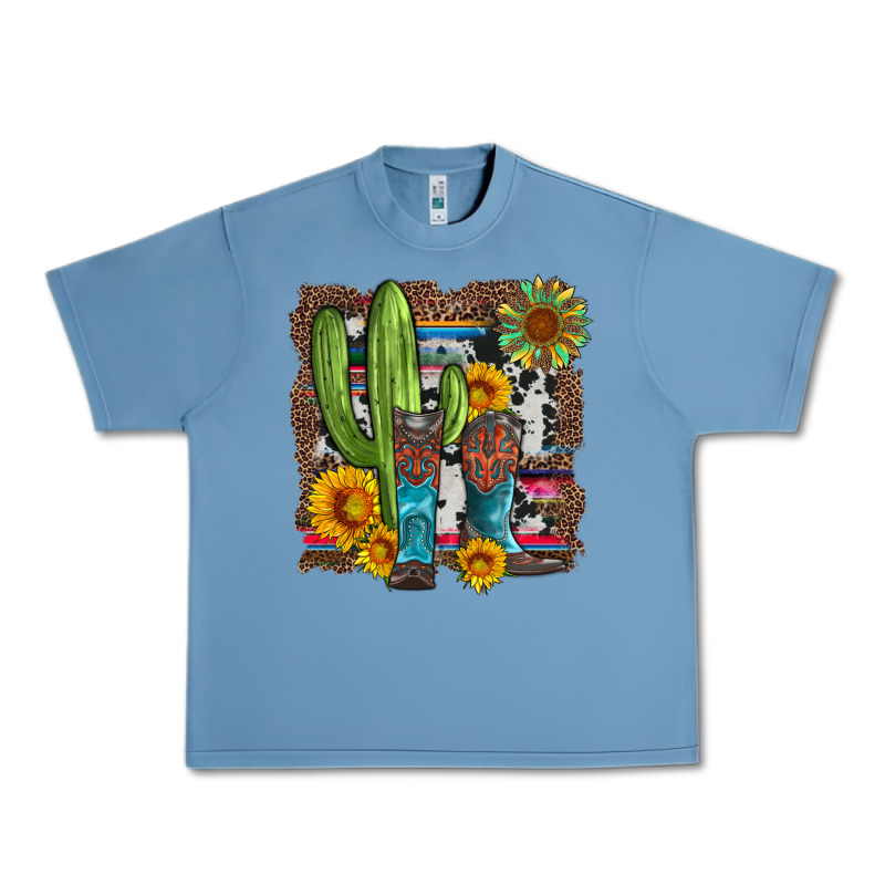 Western Cactus With Cowboy Boots And Sunflowers Urban Heavy Tee by Artiststas | Teevron