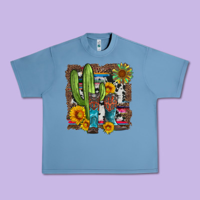 Western Cactus With Cowboy Boots And Sunflowers Urban Heavy Tee Designed By Artiststas