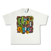Pistachio western cactus with cowboy boots and sunflowers Urban Heavy Tee - Artiststas