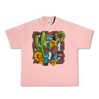 Salmon western cactus with cowboy boots and sunflowers Urban Heavy Tee - Artiststas
