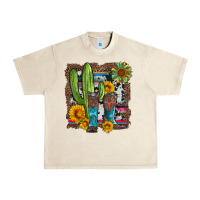 Sandshell western cactus with cowboy boots and sunflowers Urban Heavy Tee - Artiststas