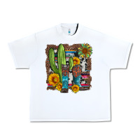 White western cactus with cowboy boots and sunflowers Urban Heavy Tee - Artiststas