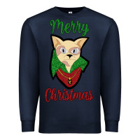Navy Merry Christmas Cat Premium Sweatshirt - Bettercallsaul