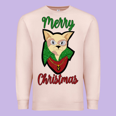 Merry Christmas Cat Premium Sweatshirt Designed By Bettercallsaul