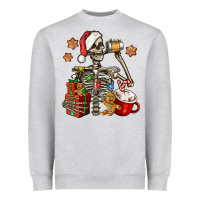 Heather Grey christmas skeleton coffee Heavyweight Sweatshirt - Jasminsmagicworld