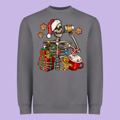 Christmas Skeleton Coffee Heavyweight Sweatshirt Designed By Jasminsmagicworld