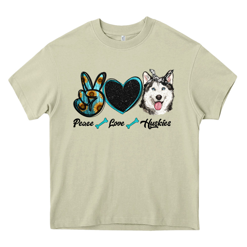 Peace Love Huskies Heavy Core Tee by RanaPortraitStore | Teevron