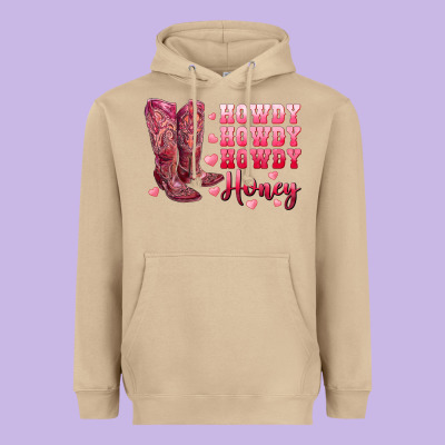 Howdy Howdy Howdy Honey With Cowgirl Boots Heavyweight Hoodie Designed By Ranaportraitstore
