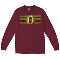 Burgundy lady of Guadalupe  sunflower Long Sleeve Tee - JahusDesignShop