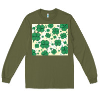 Army Green st patrick clover Long Sleeve Tee - MaliasSmallBusiness