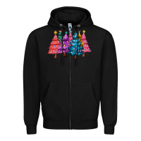 Black christmas trees and lights Zipper Hoodie - MaliasSmallBusiness