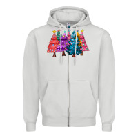 Dove Grey christmas trees and lights Zipper Hoodie - MaliasSmallBusiness
