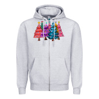 Heather Grey christmas trees and lights Zipper Hoodie - MaliasSmallBusiness