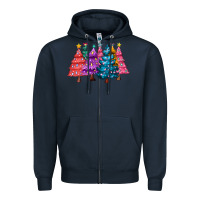 Navy christmas trees and lights Zipper Hoodie - MaliasSmallBusiness