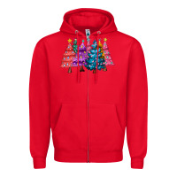 Red christmas trees and lights Zipper Hoodie - MaliasSmallBusiness