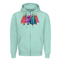 Seafoam christmas trees and lights Zipper Hoodie - MaliasSmallBusiness